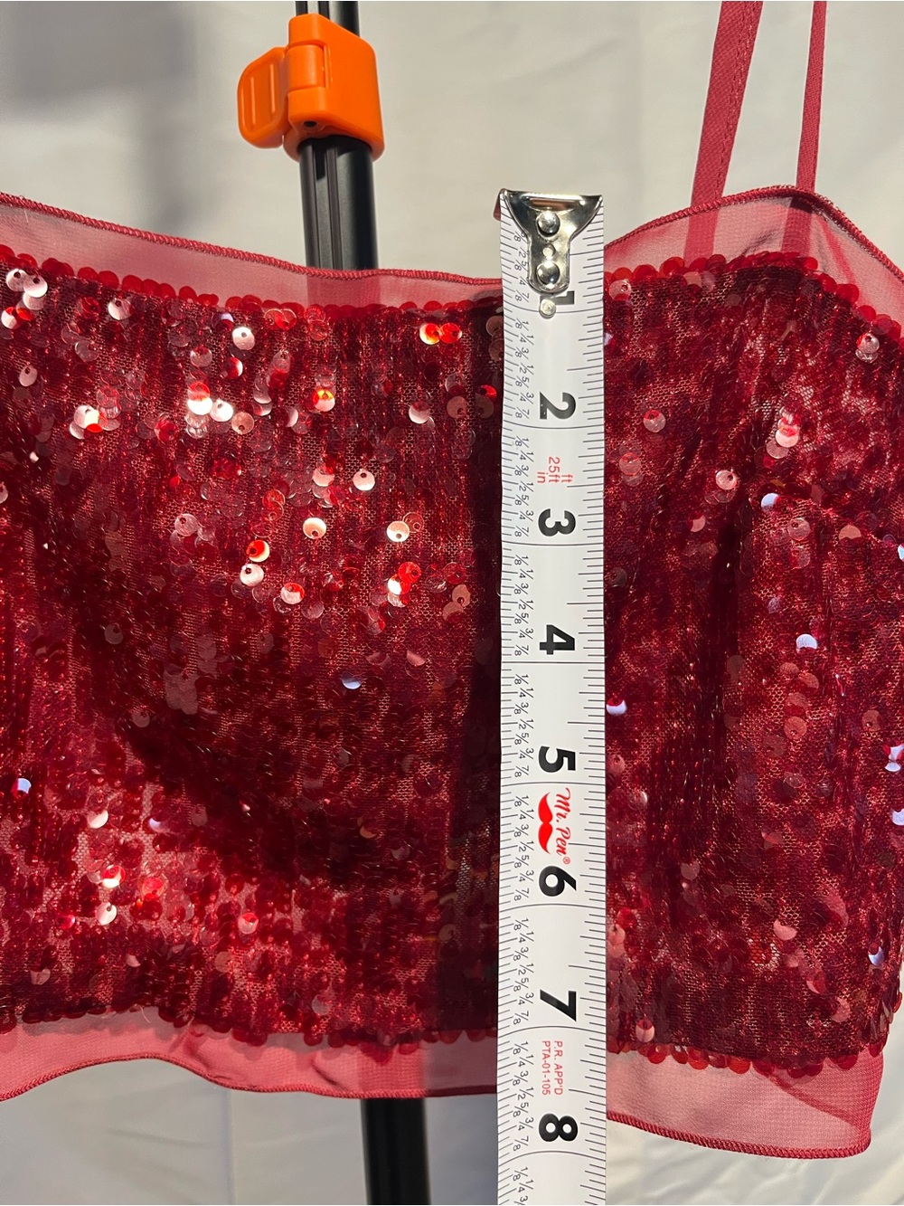 Zara Red Sequin Co-ord Set - strappy crop top and a high-waisted midi skirt XS - Picture 11 of 12